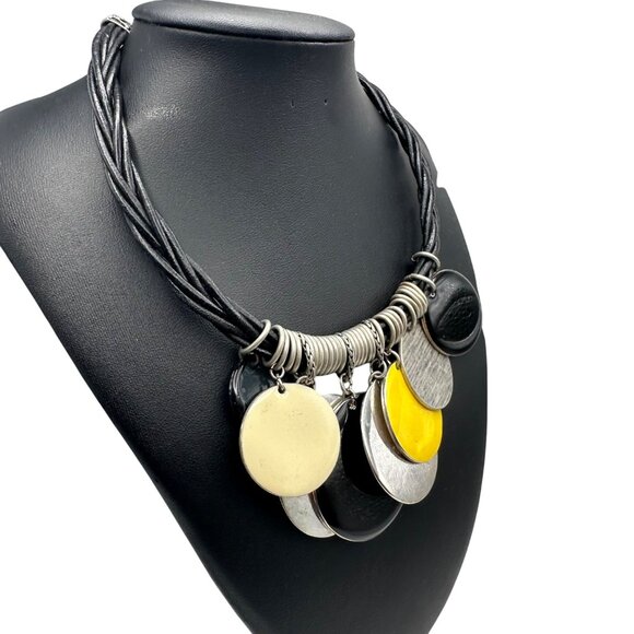 Chico's Necklace NWT Jewlery Statement 19" Adjustable Braided Cord Circles - Picture 2 of 8